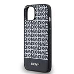 DKNY PU kožený zadný kryt MagSafe s opakujúcim sa vzorom na spodnej strane pre iPhone 14 Black