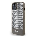 DKNY PU kožený zadný kryt MagSafe s opakujúcim sa vzorom na spodnej strane pre iPhone 14 Brown