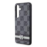 DKNY PU kožený zadný kryt s károvaným vzorom a pruhmi pre Samsung Galaxy S24 Black