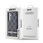 DKNY PU kožený zadný kryt s károvaným vzorom a pruhmi pre Samsung Galaxy S24 Black