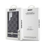 DKNY PU kožený zadný kryt s károvaným vzorom a pruhmi pre Samsung Galaxy S24 Ultra Black