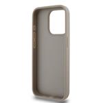 DKNY PU kožený zadný kryt s kockovaným vzorom a pruhmi pre iPhone 14 Pro Max Beige