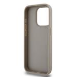 DKNY PU kožený zadný kryt s kockovaným vzorom a pruhmi pre iPhone 15 Pro Beige