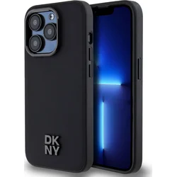 DKNY PU kožený zadný kryt s logom Magsafe pre iPhone 14 Pro Black