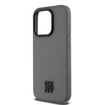 DKNY PU kožený zadný kryt s logom Magsafe pre iPhone 15 Pro Max Grey