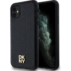 DKNY PU kožený zadný kryt s opakujúcim sa vzorom Magsafe pre iPhone 11 Black