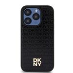 DKNY PU kožený zadný kryt s opakujúcim sa vzorom Magsafe pre iPhone 12/12 Pro Black