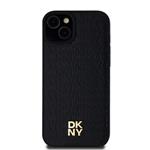 DKNY PU kožený zadný kryt s opakujúcim sa vzorom Magsafe pre iPhone 15 Plus Black