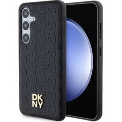 DKNY PU kožený zadný kryt s opakujúcim sa vzorom Magsafe pre Samsung Galaxy S24+ Black