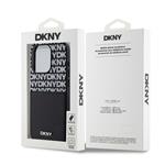 DKNY PU kožený zadný kryt s opakujúcim sa vzorom na kartu pre iPhone 14 Pro Black