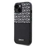 DKNY PU kožený zadný kryt s opakujúcim sa vzorom na karty pre iPhone 14 Black