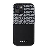 DKNY PU kožený zadný kryt s opakujúcim sa vzorom na karty pre iPhone 14 Black