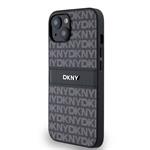 DKNY PU kožený zadný kryt s opakujúcim sa vzorom pre iPhone 14 Black