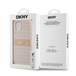 DKNY PU kožený zadný kryt s opakujúcim sa vzorom pre iPhone 14 Pink