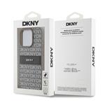 DKNY PU kožený zadný kryt s opakujúcim sa vzorom pre iPhone 14 Pro Beige