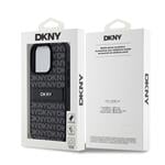 DKNY PU kožený zadný kryt s opakujúcim sa vzorom pre iPhone 14 Pro Black