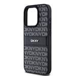 DKNY PU kožený zadný kryt s opakujúcim sa vzorom pre iPhone 14 Pro Black