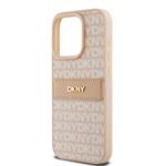 DKNY PU kožený zadný kryt s opakujúcim sa vzorom pre iPhone 15 Pro Max Pink