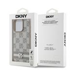 DKNY PU Leather Checkered Pattern and Stripe Zadní Kryt pro iPhone 13 Pro Beige