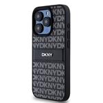 DKNY PU Leather Repeat Pattern Tonal Stripe Zadní Kryt pro iPhone 14 Pro Max Black