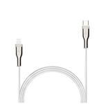 Dlhý nabíjací a dátový opletený kábel FIXED s konektormi USB-C/Lightning a podporou PD, 2 m, MFI, biely