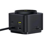 Dokovací stanice 7v1 Baseus MagPro 100W/15W Qi2, 2xUSB-C, 2xUSB, 1xHDMI, SD/microSD slot černá