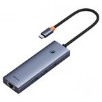 Dokovacia stanica Baseus Ultra Joy USB 6v1 (USB-C/1xHDMI4K30Hz/3xUSB 3.0/1xPD/RJ45) sivá