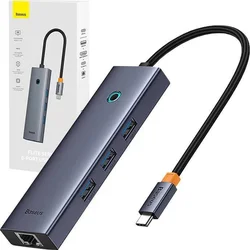Dokovacia stanica Baseus Ultra Joy USB 6v1 (USB-C/1xHDMI4K30Hz/3xUSB 3.0/1xPD/RJ45) sivá