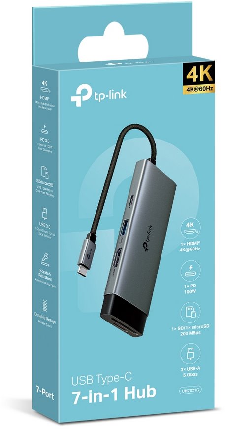 Dokovacia stanica TP-Link UH7021C 7 v 1, USB-C, 4K, 100 W