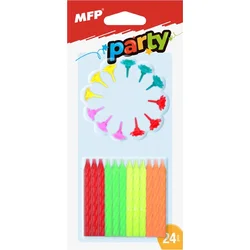 Dortové svíčky neon 24ks+12ks držák