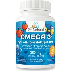 Dr.Natural Omega 3 Rybí olej pro děti 250mg EPA130mg/DHA80mg 60 cps.