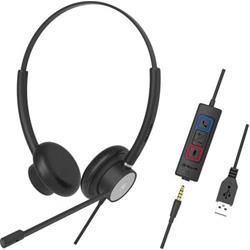 Drôtová náhlavná súprava Tellur Voice 420, binaurálna, USB/3,5 mm jack, čierna