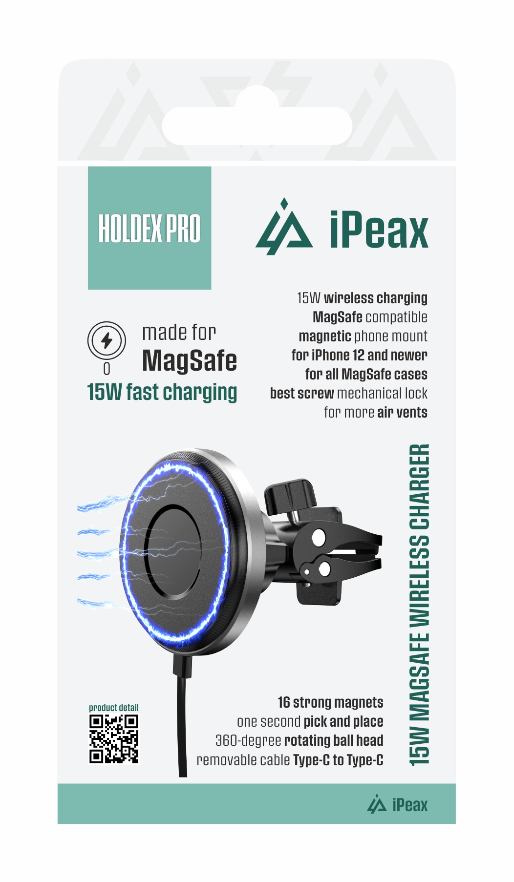 Držiak do auta iPEAX s bezdrôtovým nabíjaním HOLDEX PRE ČIERNU