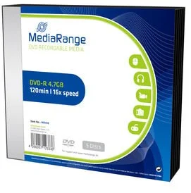 DVD-R MediaRange 4,7GB 16x slimcase (5pack)