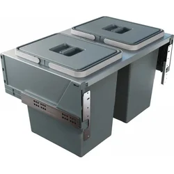 Elletipi Vestavný odpadkový koš BLOCK U-SINK 2.0, 18+18 l, 60 cm 