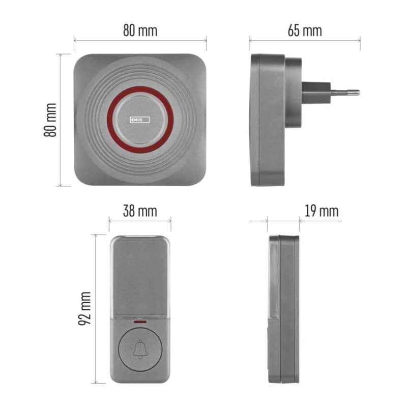 EMOS GoSmart Domovní bezdrátový zvonek P5735SS do zásuvky s WiFi