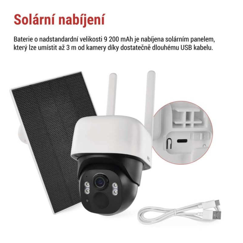 EMOS GoSmart Venkovní bateriová kamera IP-1200 WASP s WiFi a solárním panelem