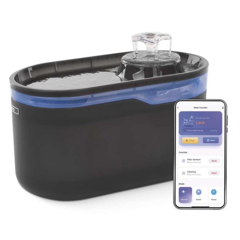 EMOS GoSmart vodní fontána Pet Care, 2,6 l, šedá, Wi-Fi