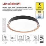 EMOS LED přisazené svítidlo ILVI, kruhové 30W, stmívání+CCT, černá+dřevo