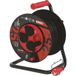 Emos P084253 Venkovní prodlužovací kabel na bubnu 25 m / 4 zás. / černý / guma-neopren / 230V / 2,5 mm2