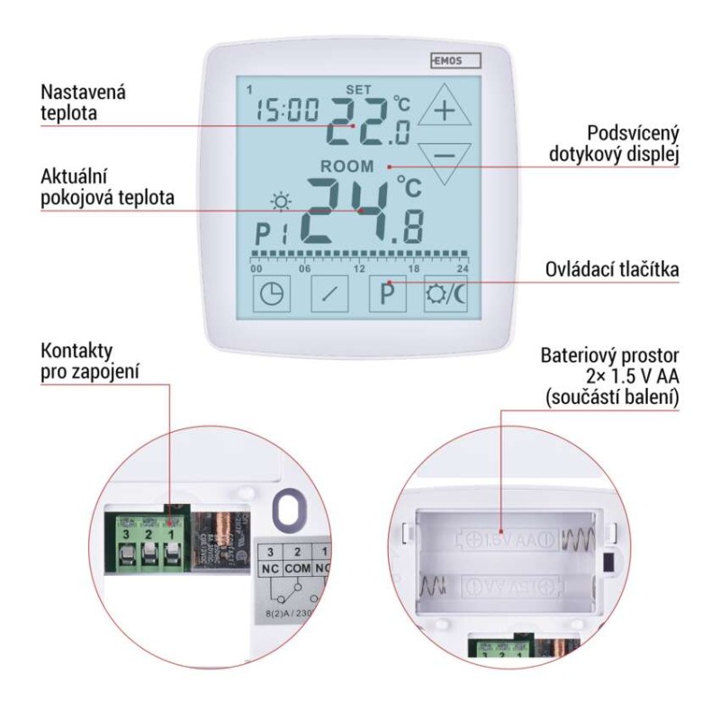 EMOS Pokojový programovatelný drátový OpenTherm termostat P56A02