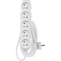 EMOS Predlžovací kábel 5 zásuviek 3 m, biely, PVC, 1,5 mm2