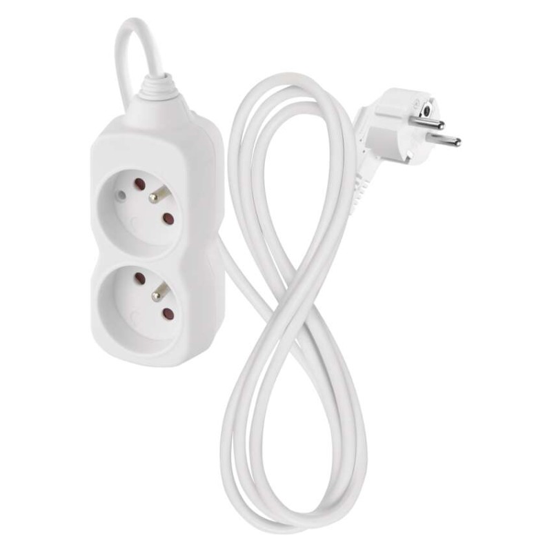 Emos prodlužovací kabel 1,4 m / 2 zásuvka / bílý / PVC / 1 mm2