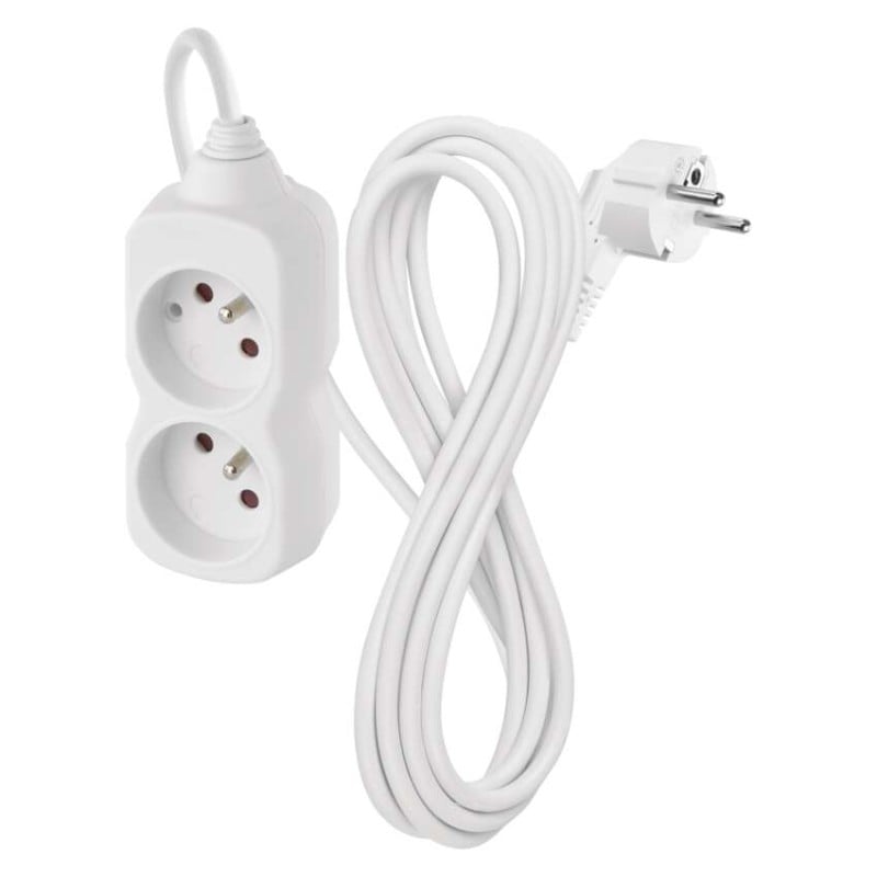 Emos prodlužovací kabel 3 m / 2 zásuvka / bílý / PVC / 1 mm2