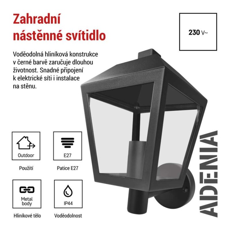 EMOS Zahradní nástěnné svítidlo ADENIA 1554000004