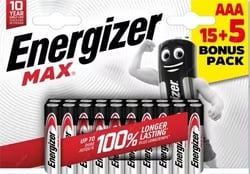 Energizer MAX – Mikročlánky AAA/20 ks – 15 + 5 zadarmo