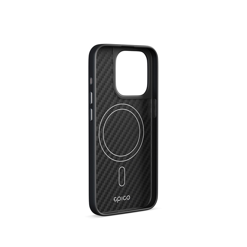 Epico Mag+ Hybrid Carbon Case - kompatibilný s MagSafe pre iPhone 15 Pro - čierny