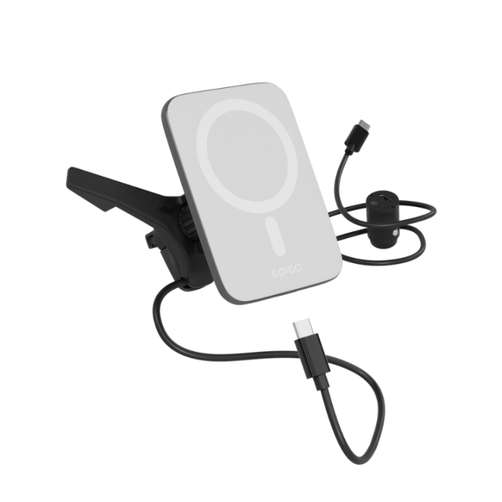 Epico Qi2 Ultrathin Wireless Car Charger MagSafe compatible - stříbrná/bílá