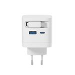 Epico UltraBoost Výsuvný GaN 65W napájací adaptér EA65c | so zabudovaným káblom | biely | tri výstupy