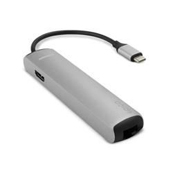 Epico USB-C HUB SLIM (4K HDMI & Ethernet) - silver, black cable